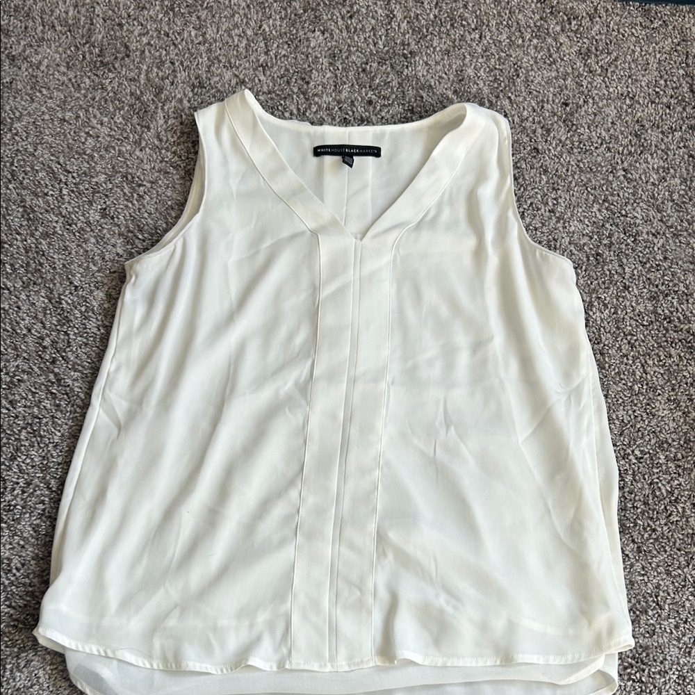 White House Black Market Cream Sleeveless Blouse